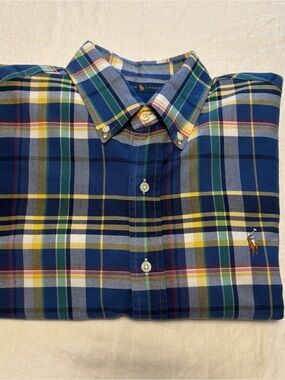 Ralph Lauren Navy Blue Multi Plaid Button-Down Shirt
